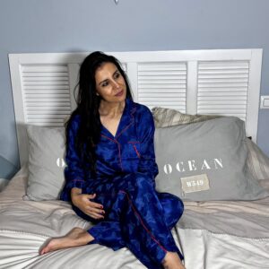 Pijama satinado mariposas azul