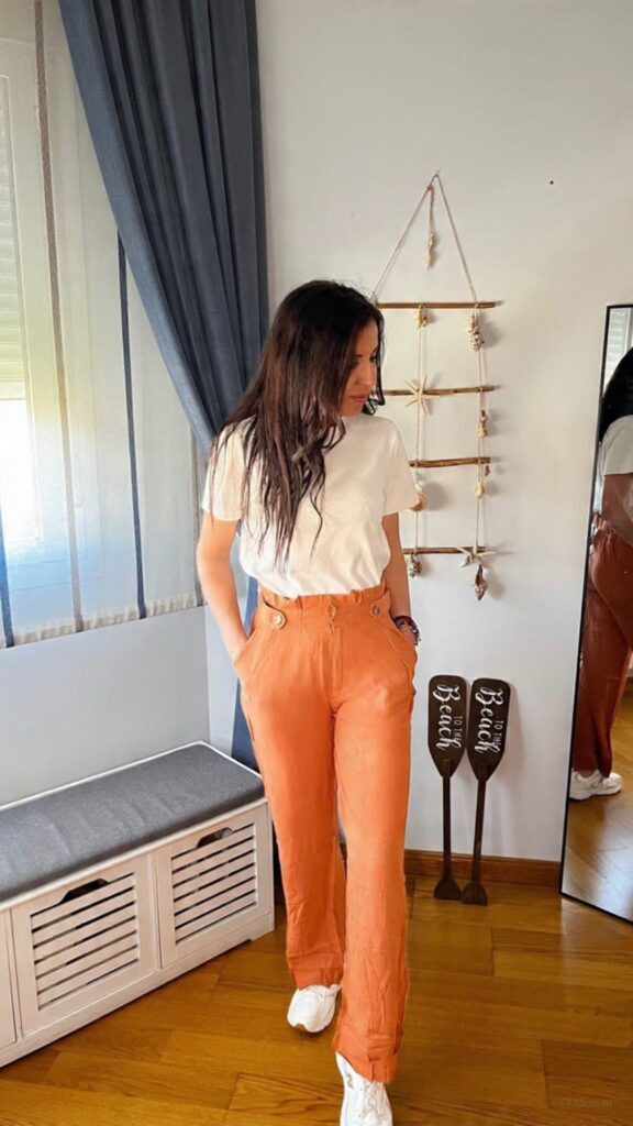 Pantalón lino Teja