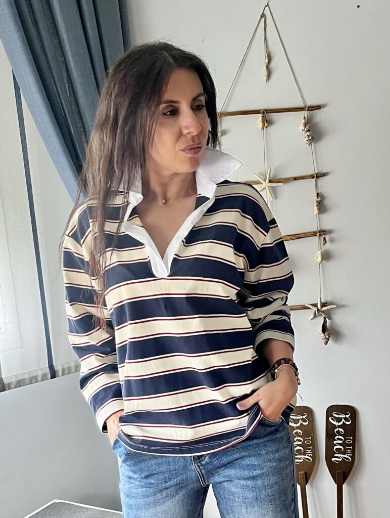 Sudadera polo marino rayas