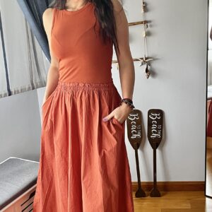 Vestido teja combinado