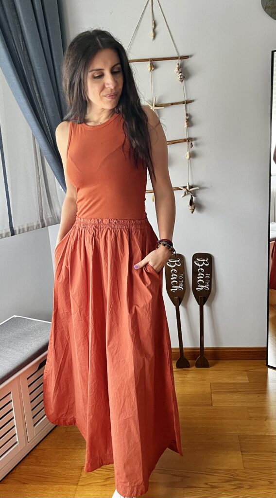 Vestido teja combinado