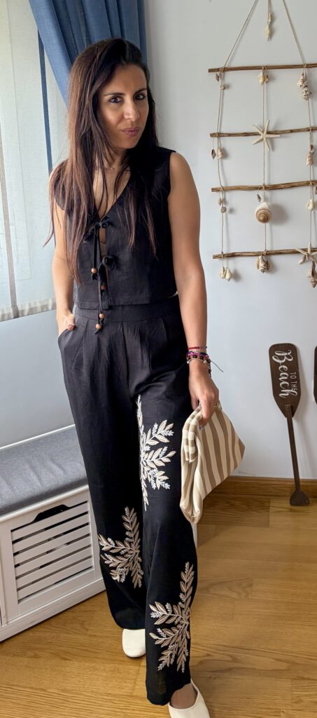 Conjunto lino bordados
