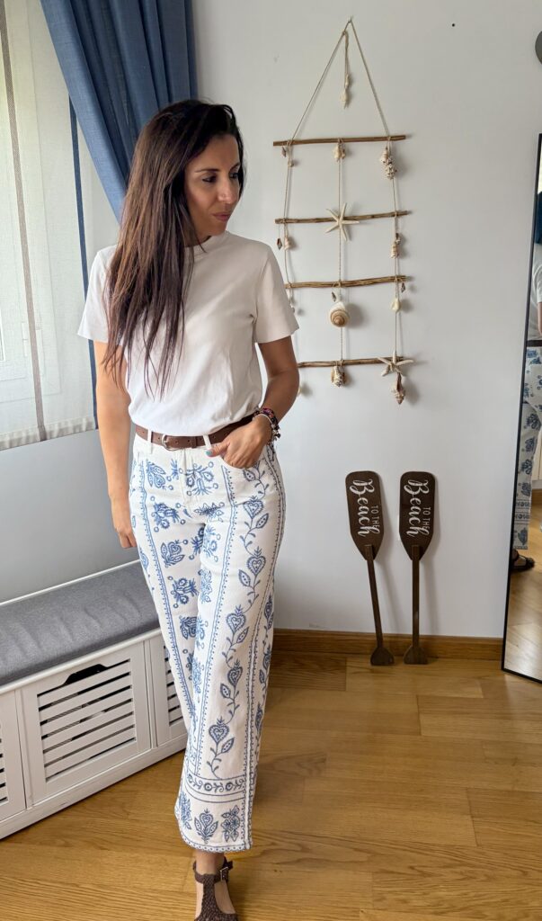 Pantalón blanco bordados