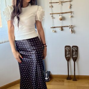 Falda satinada lunares